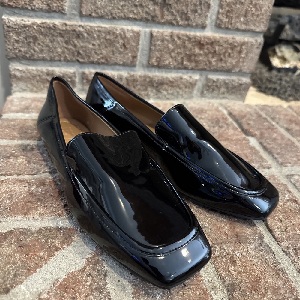 Nordstrom Rack Franny Moc Toe Loafer Shoes Women's‎ Black Patent Sz 5.5 #349